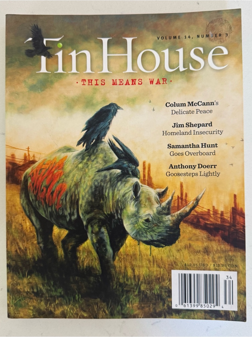 TinHouse Magazine — "This Means War" Cover — Rhino Illustration